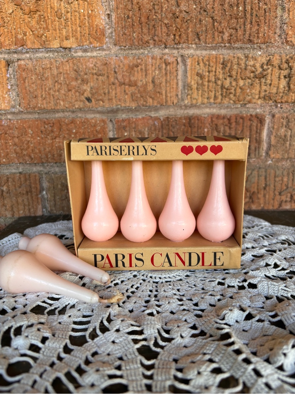 VINTAGE Pariserlys Paris Candles Pink Handmade in Denmark MCM 1960s NOS